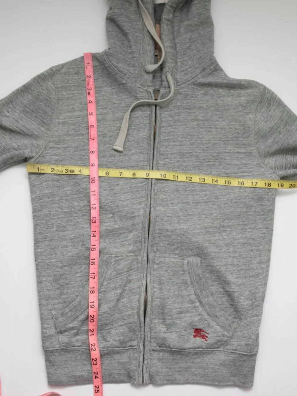 Burberry Brit Chester Hoodie Sweatshirt Full Zip Nova Check Hood Grey Small